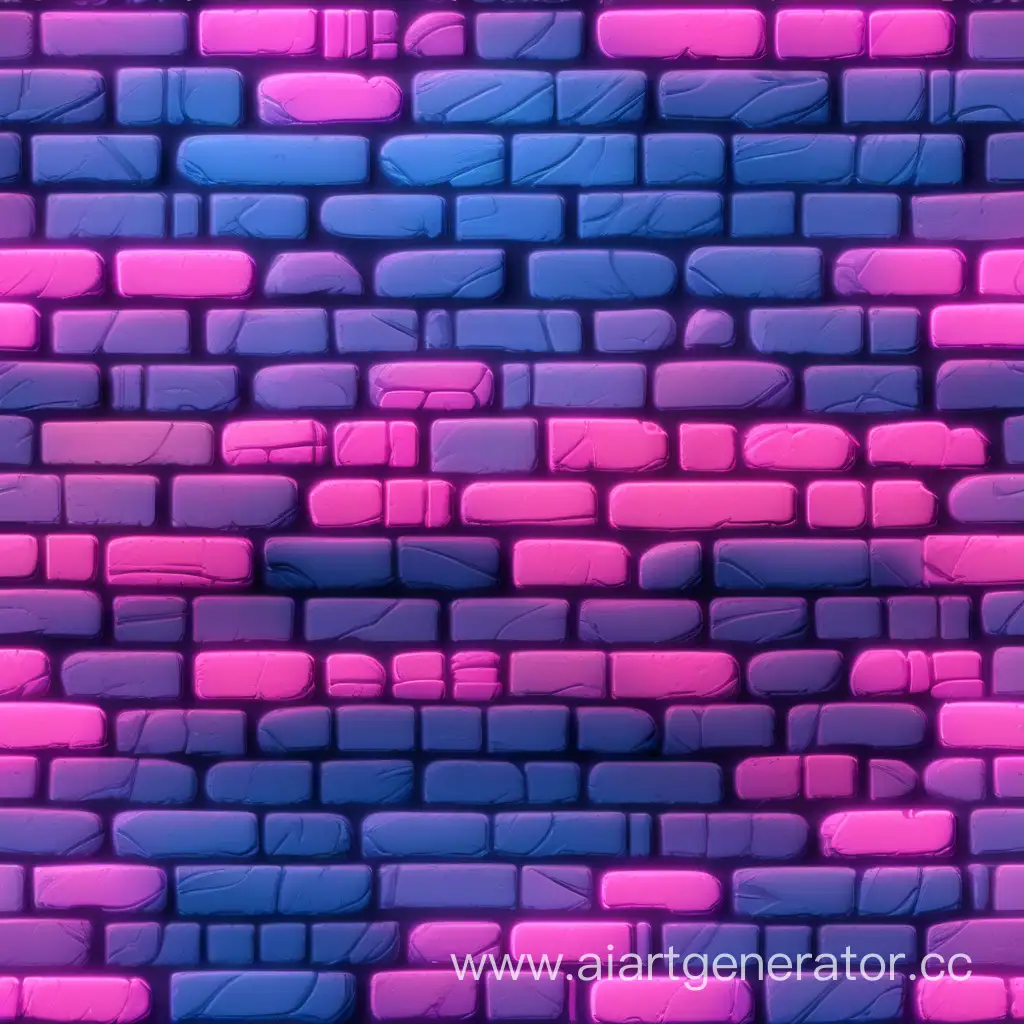 game texture of medieval bricks in neon pink ligths and blue shadows