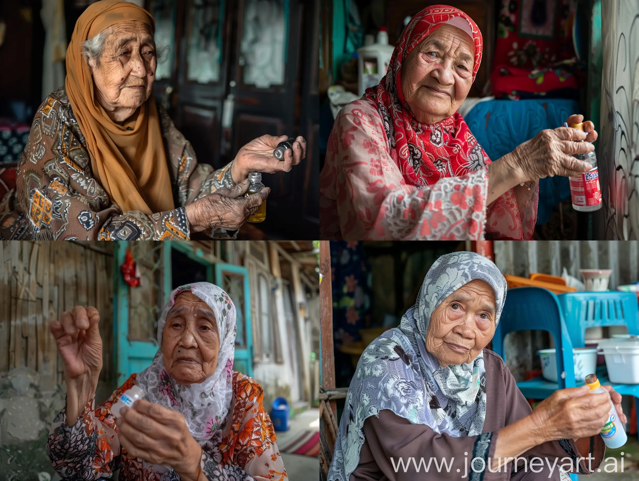 Elderly-Muslim-Woman-Holding-a-Vial-of-Medicine