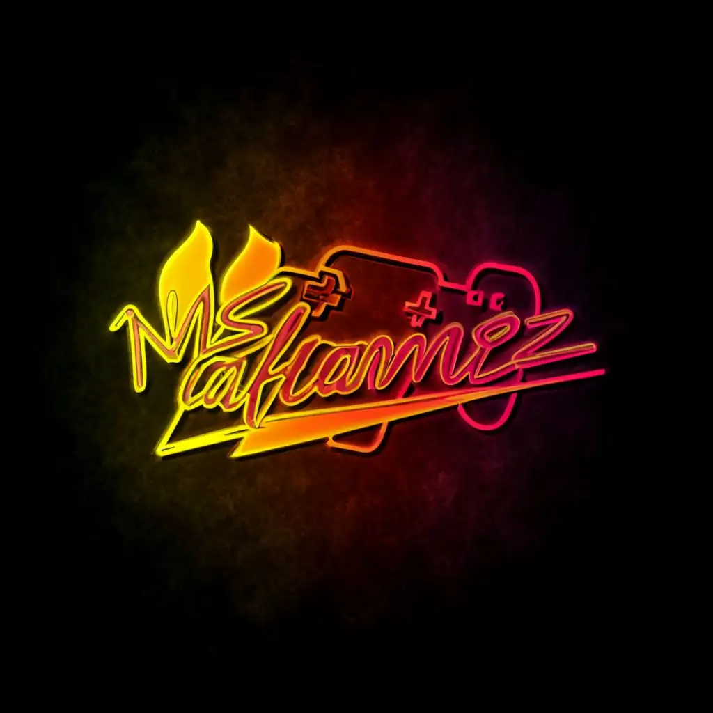 a logo design, with the text "MsFlamez After Dark", main symbol: gaming controller, kiss mouth, realistic fire, 3d, rose pink, yellow, red, neon, orange, Moderate, clear background