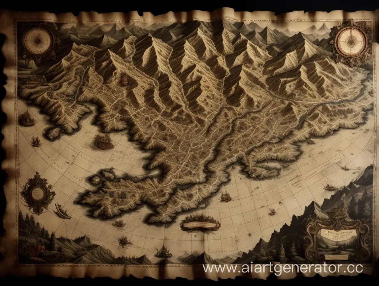 Detailed-Antique-Map-on-Table-in-Dimly-Lit-Room