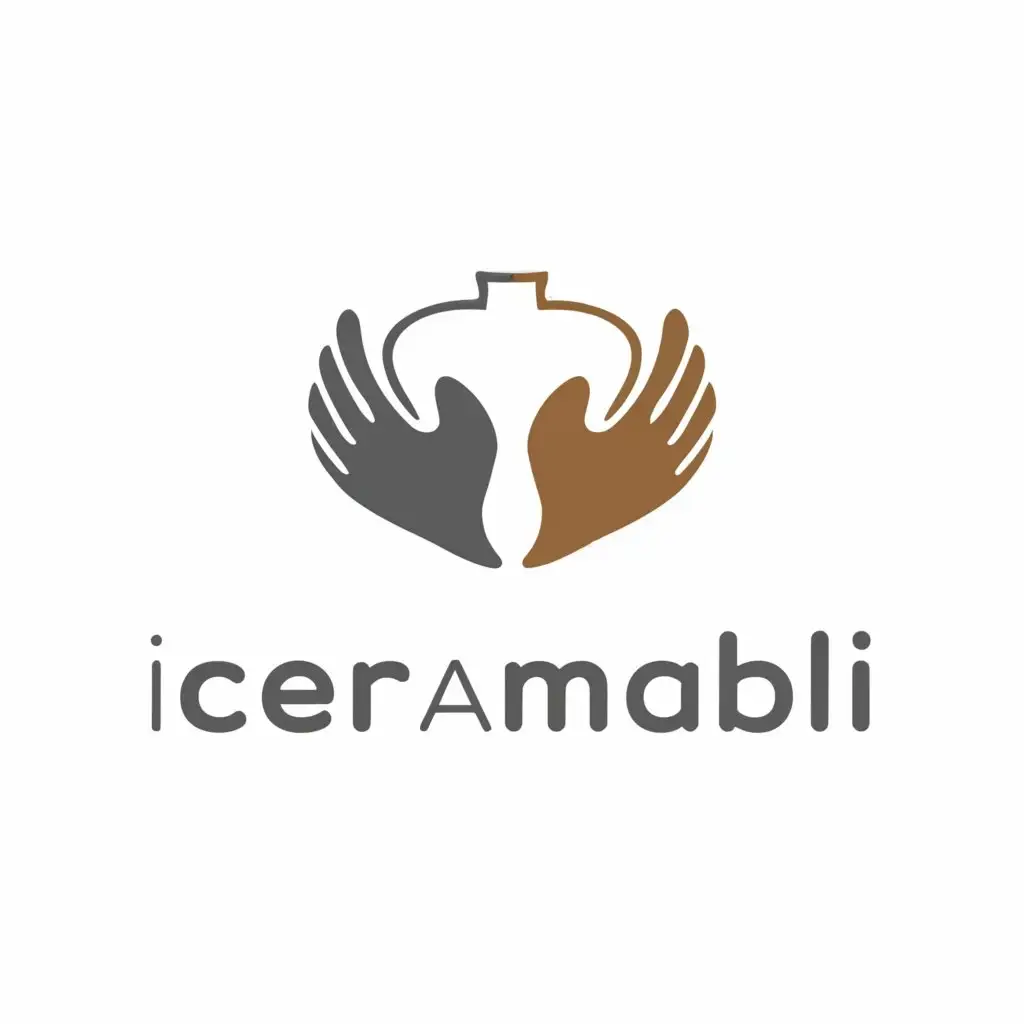 a logo design,with the text "CeramicAbili", main symbol:the hands represent a ceramic vase disability,Minimalistic,be used in Nonprofit industry,clear background