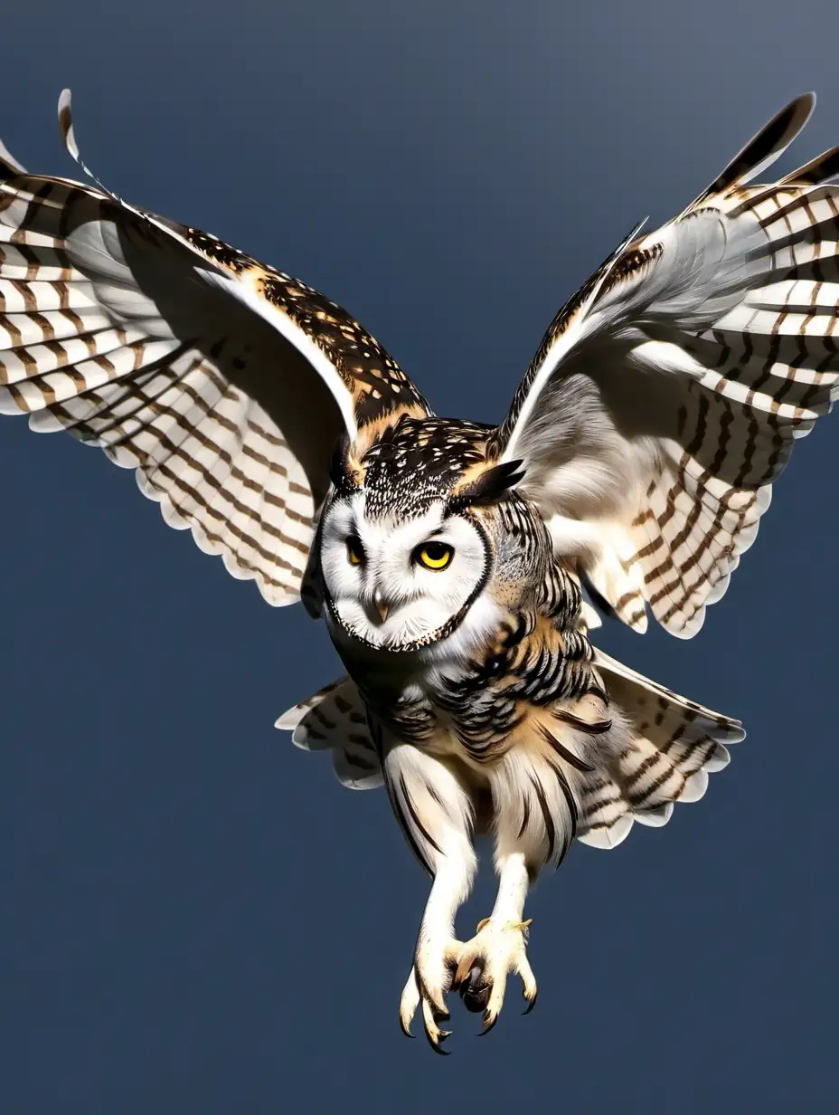 Majestic Owl Soaring Through Twilight Sky