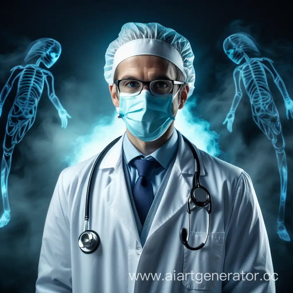 Mystical-Doctor-in-White-Coat-and-Mask-with-Spiritual-Presence-4K-Full-HD-Image