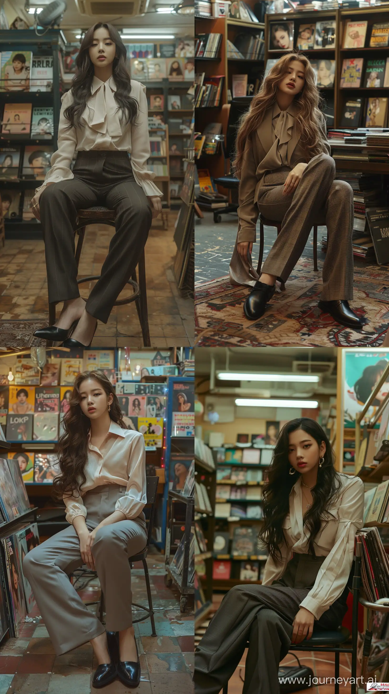 Mysterious-Nocturnal-Scene-Blackpinks-Jennie-in-Simple-Blouse-and-Suit-Pants