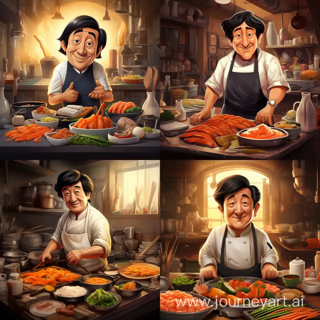 Cartoon-Jackie-Chan-Sushi-Master-Art