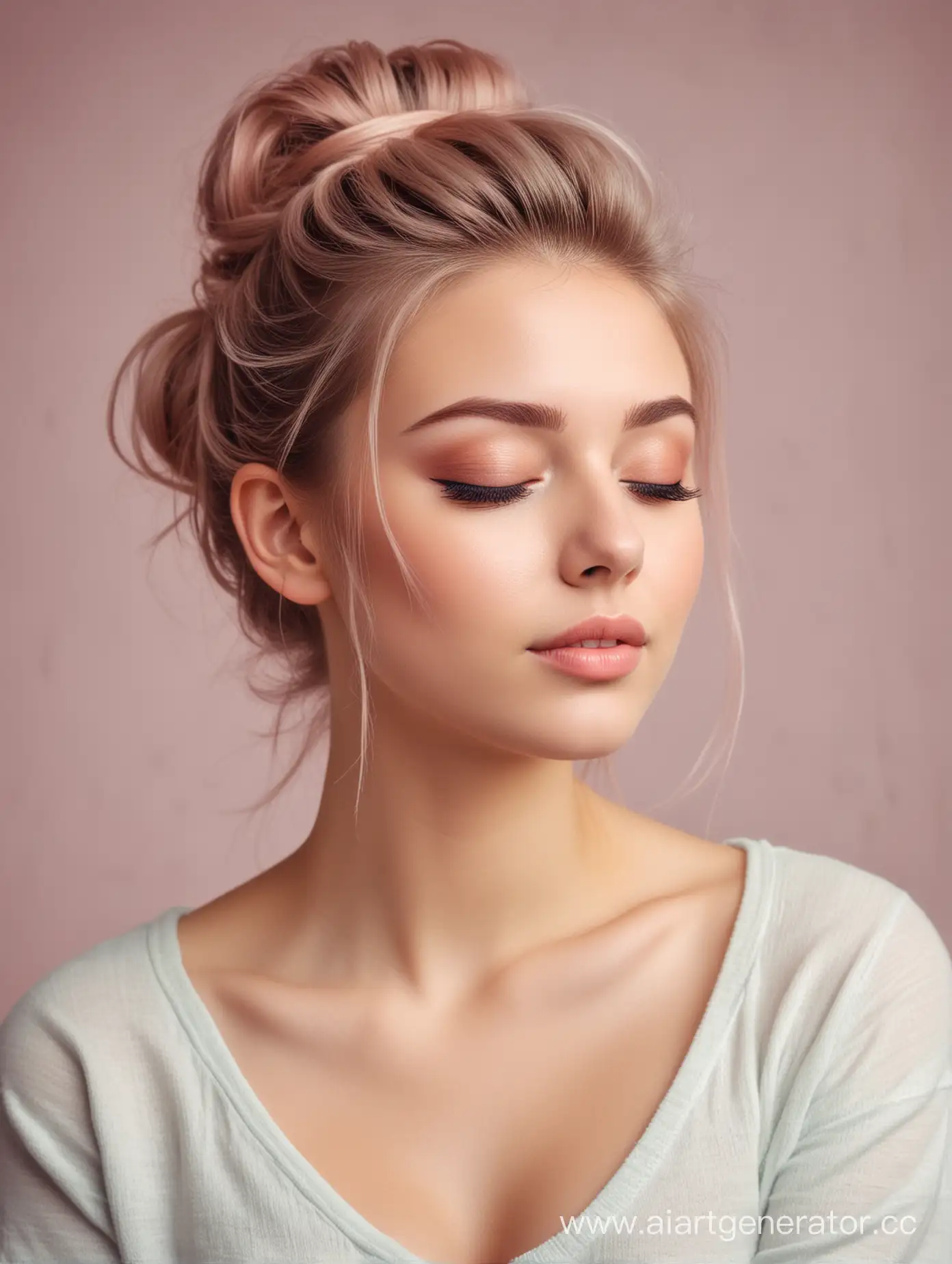 Dreamy-Young-Woman-with-Updo-Hairstyle-in-Soft-Pastel-Tones