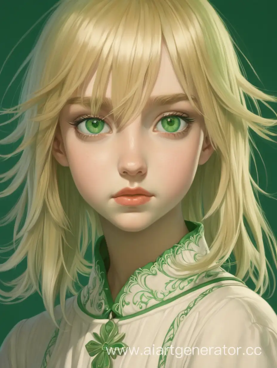 The girl with blond hair and green eyes