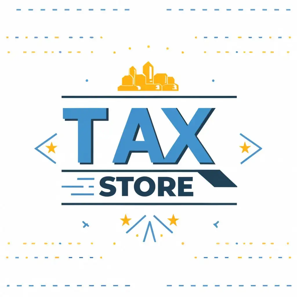 logo, TAX, with the text "TAX STORE USA", typography