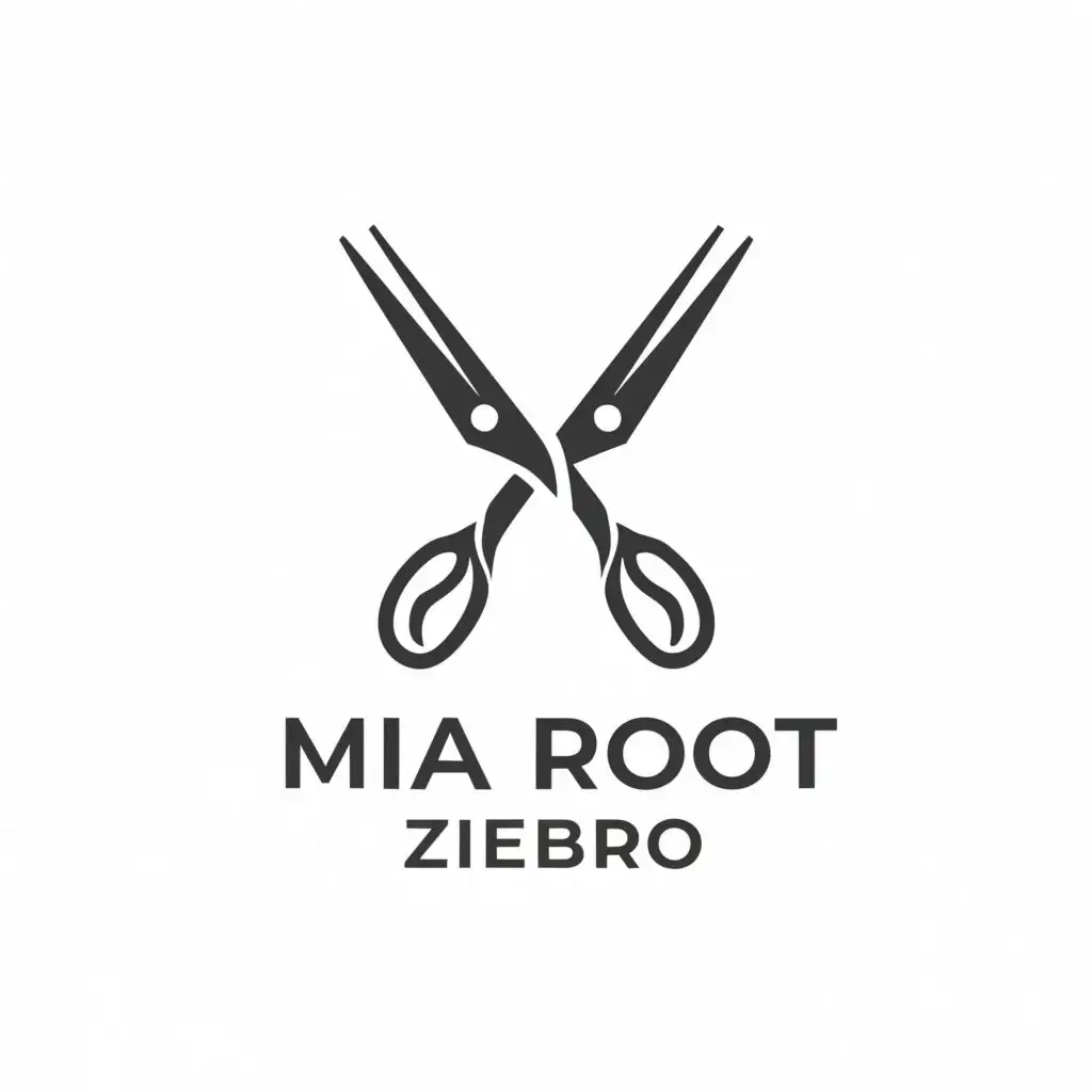 a logo design,with the text "Mia "Root" Ziebro", main symbol:scissor,Moderate,be used in Beauty Spa industry,clear background