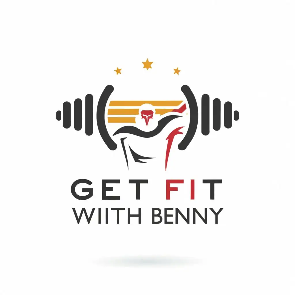 a logo design,with the text "Get fit with benny", main symbol:fitness and training tips,Minimalistic,be used in Sports Fitness industry,clear background