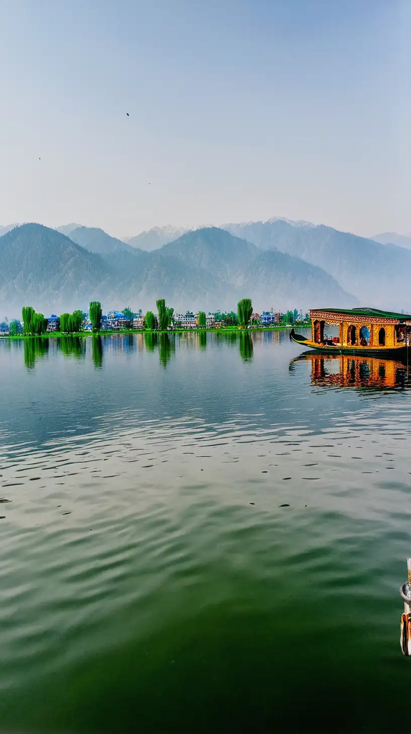 Serene Shikara Ride at Dal Lake Kashmir Tranquil Boat Experience Amidst Scenic Beauty
