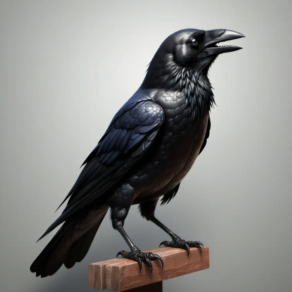 SemiRealistic Crow Illustration with Striking Details