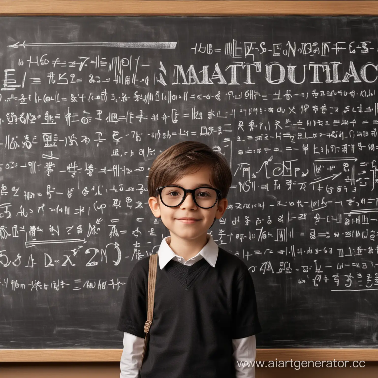 Smart-Boy-with-Glasses-Presenting-Completed-Math-Report-on-Chalkboard