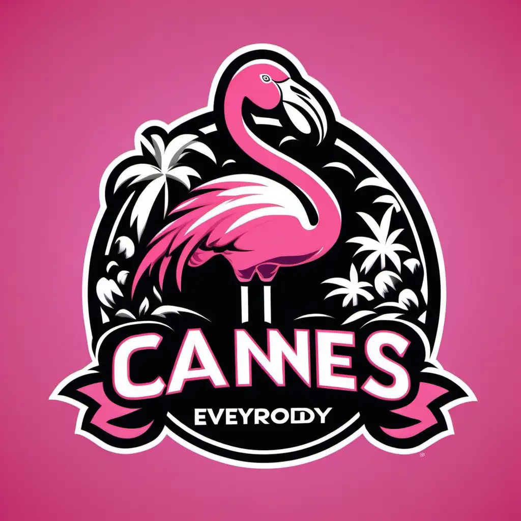 pink flamingo vector logo with EJ10 in the center, that says canes vs everybody