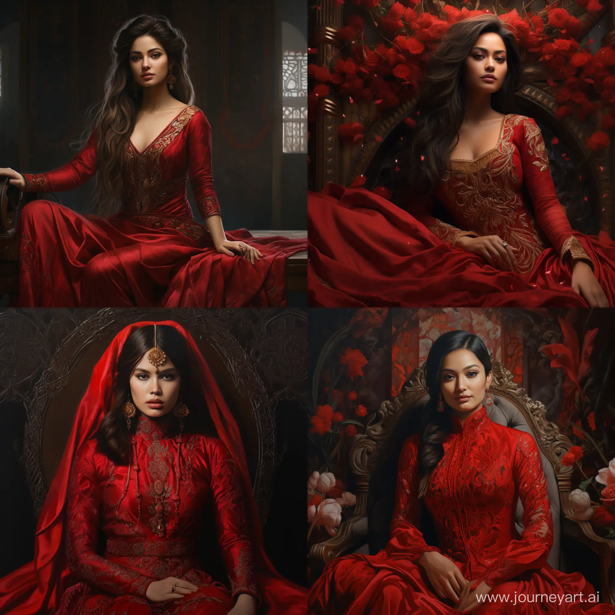 A princess of  serai in red dress