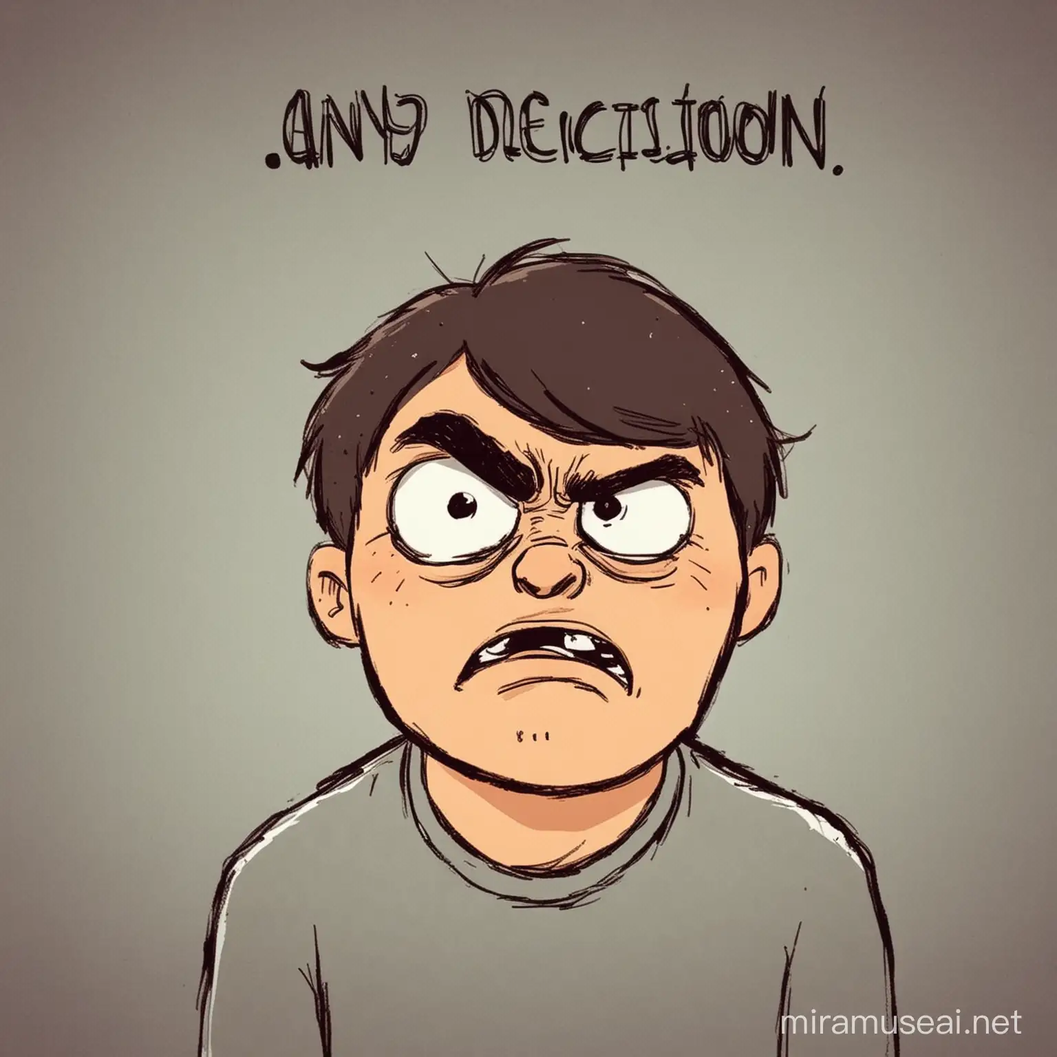 Frustrated Cartoon Character Reacting to a Decision