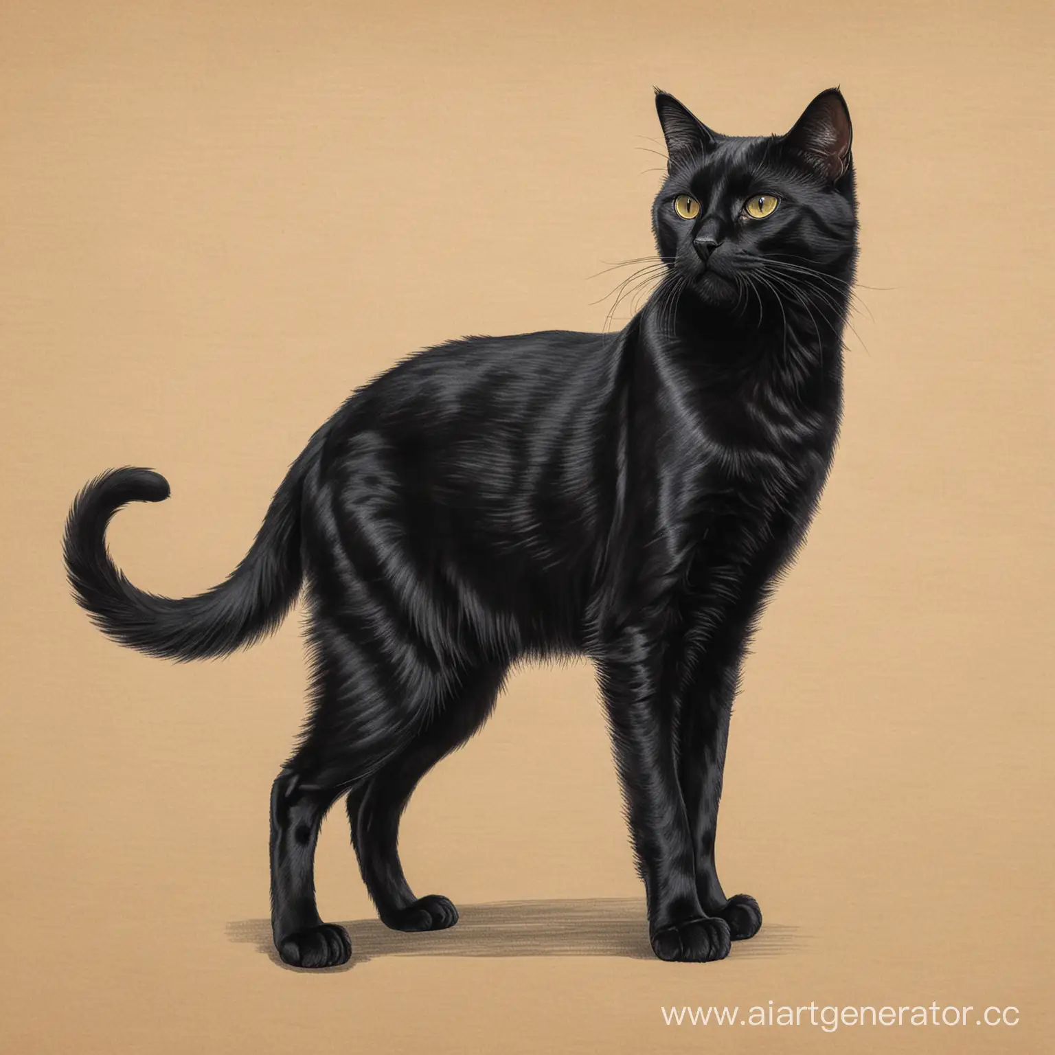 Нарисуй чёрного кота в полный рост,желательно арт