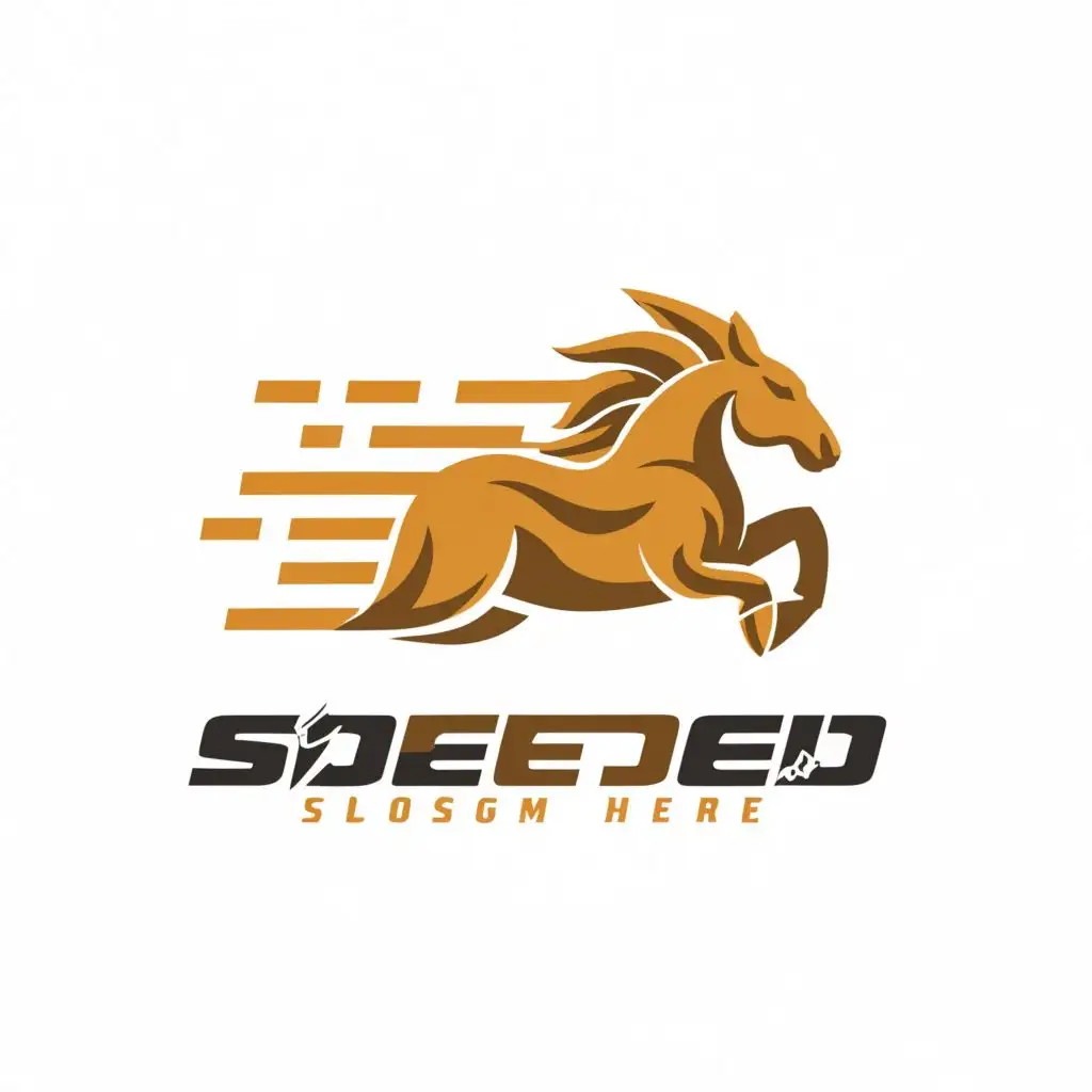 logo, Horse + speed + box, black and white, a shape that will symbolize movement, such as arrows or lines, and position them in such a way that they create a sense of speed and direction. Use smooth lines and dynamic shapes to enhance the impression of movement. Adding speed and efficiency symbols related to movement or speed. Arrange these symbols around the motion image to emphasize the idea of speed and efficiency. Use bright and energetic colors such as orange, red or blue to attract attention and emphasize the dynamism of the logo., with the text "FLYPACK", typography