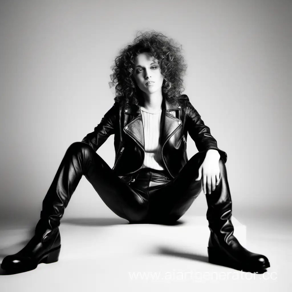 Stage-Performance-CurlyHaired-Girl-in-Leather-Pants