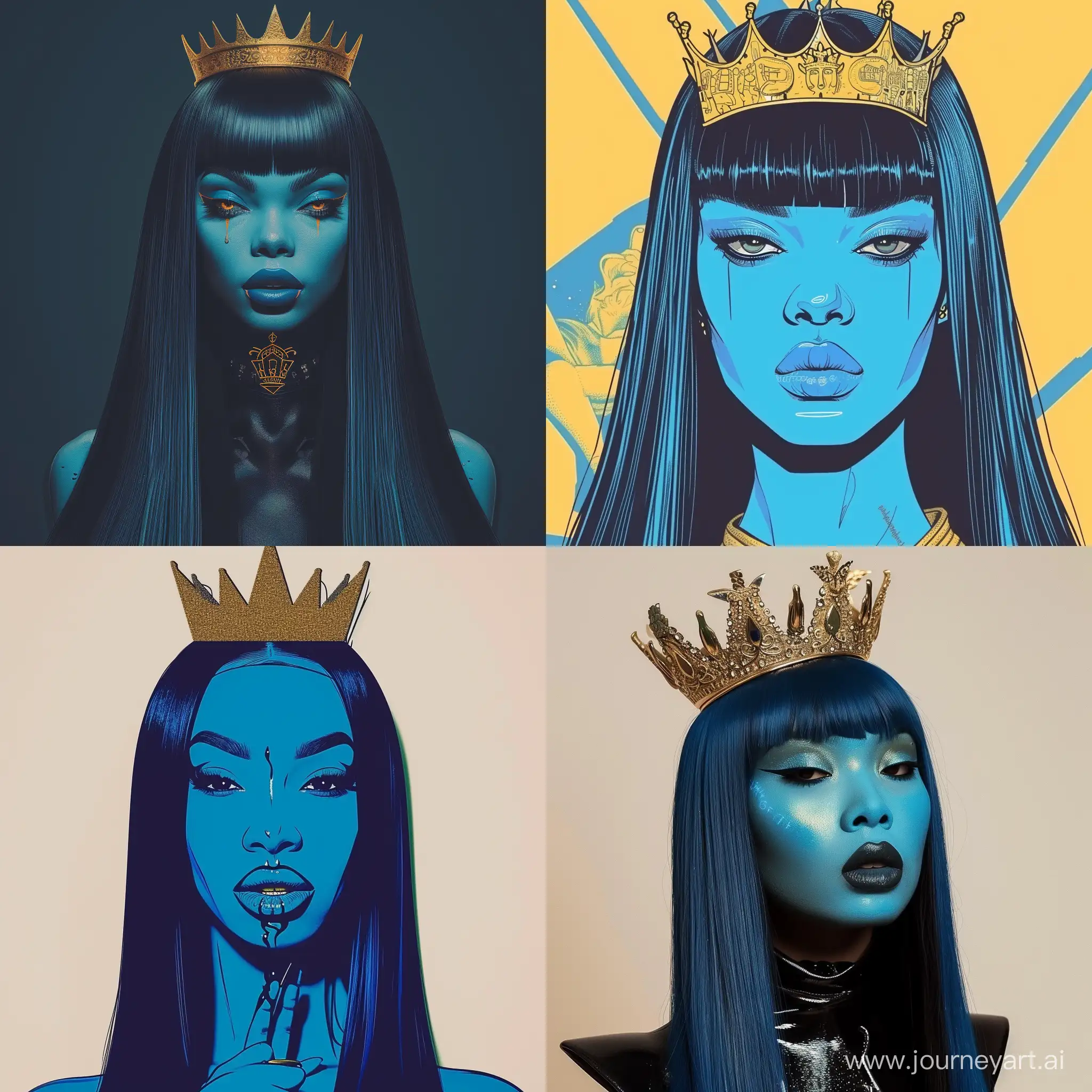 Royal-Portrait-of-a-BlueSkinned-Monarch-with-Straight-Black-Hair-and-Crown