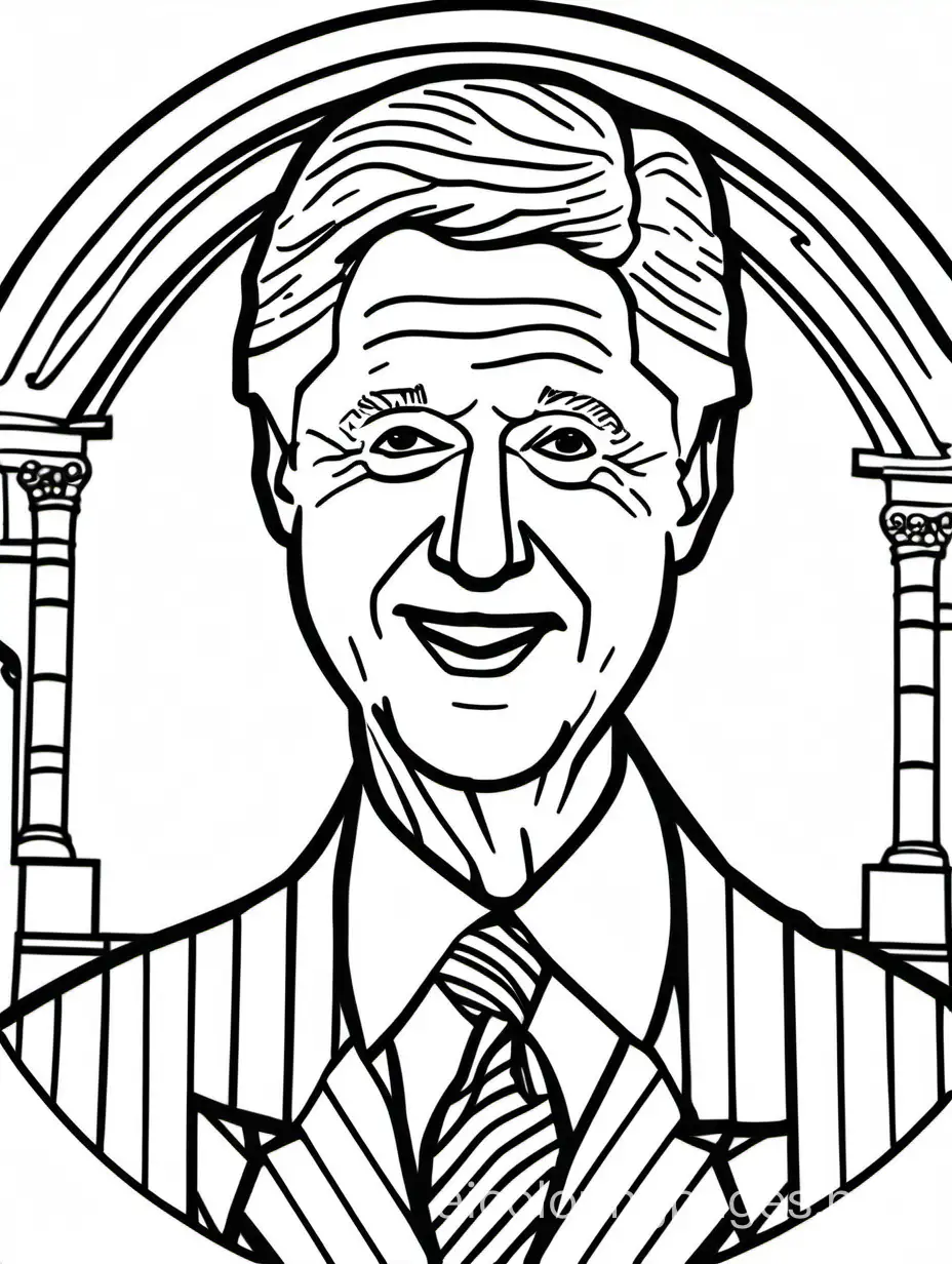 outline of President Bill Clinton

 with thick lines, coloring page for kids, Coloring Page, black and white, line art, white background, Simplicity, Ample White Space. The background of the coloring page is plain white to make it easy for young children to color within the lines. The outlines of all the subjects are easy to distinguish, making it simple for kids to color without too much difficulty