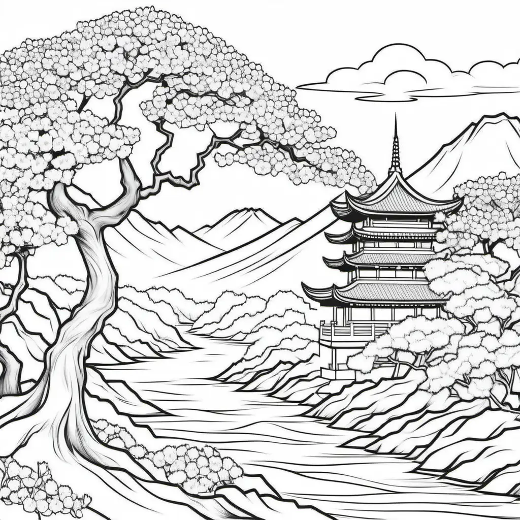 Enchanting Cherry Blossom Trees Coloring Pages Inspired by Asian Beauty