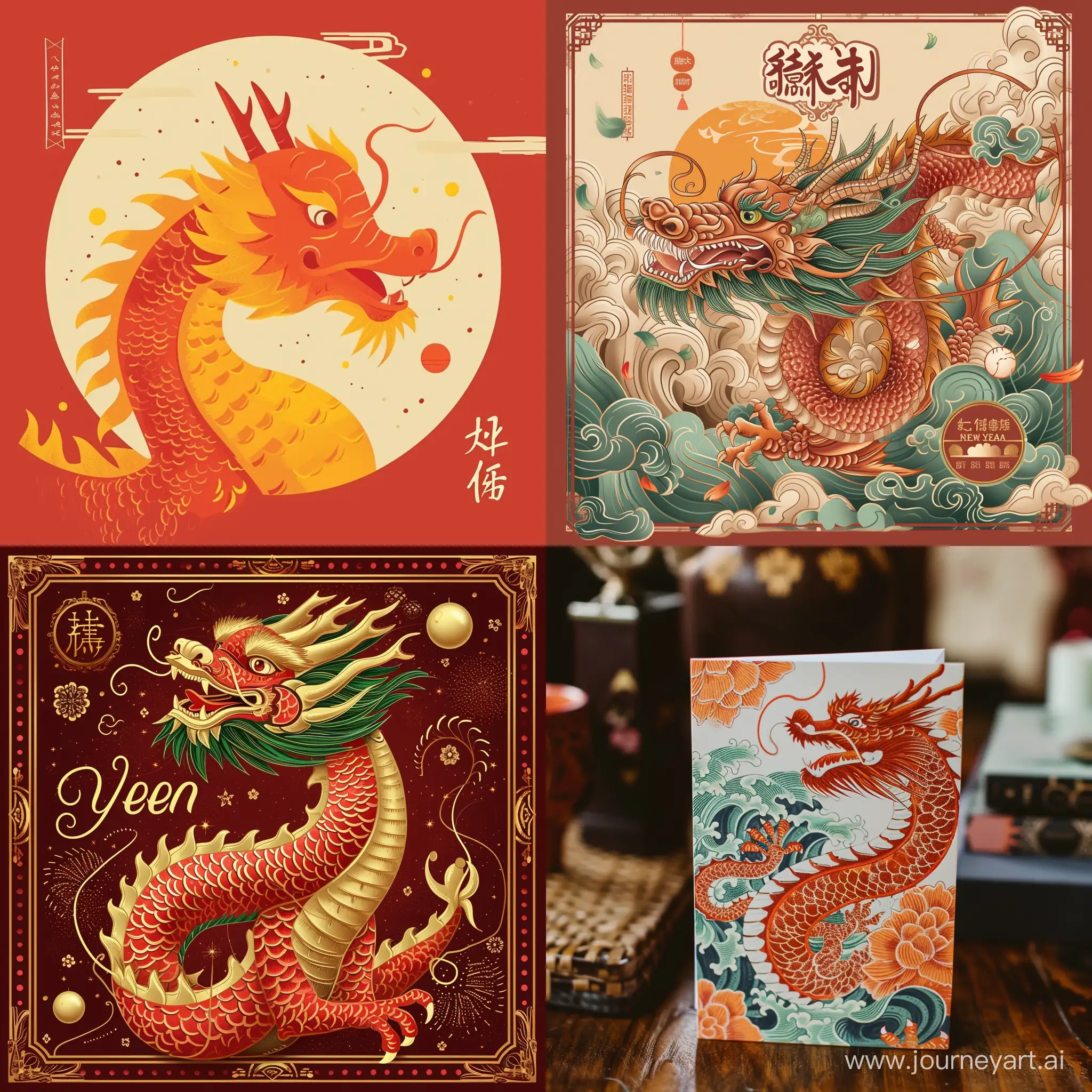 Dragon Year New Year Greeting Card --v 6 --ar 1:1 --no 73253