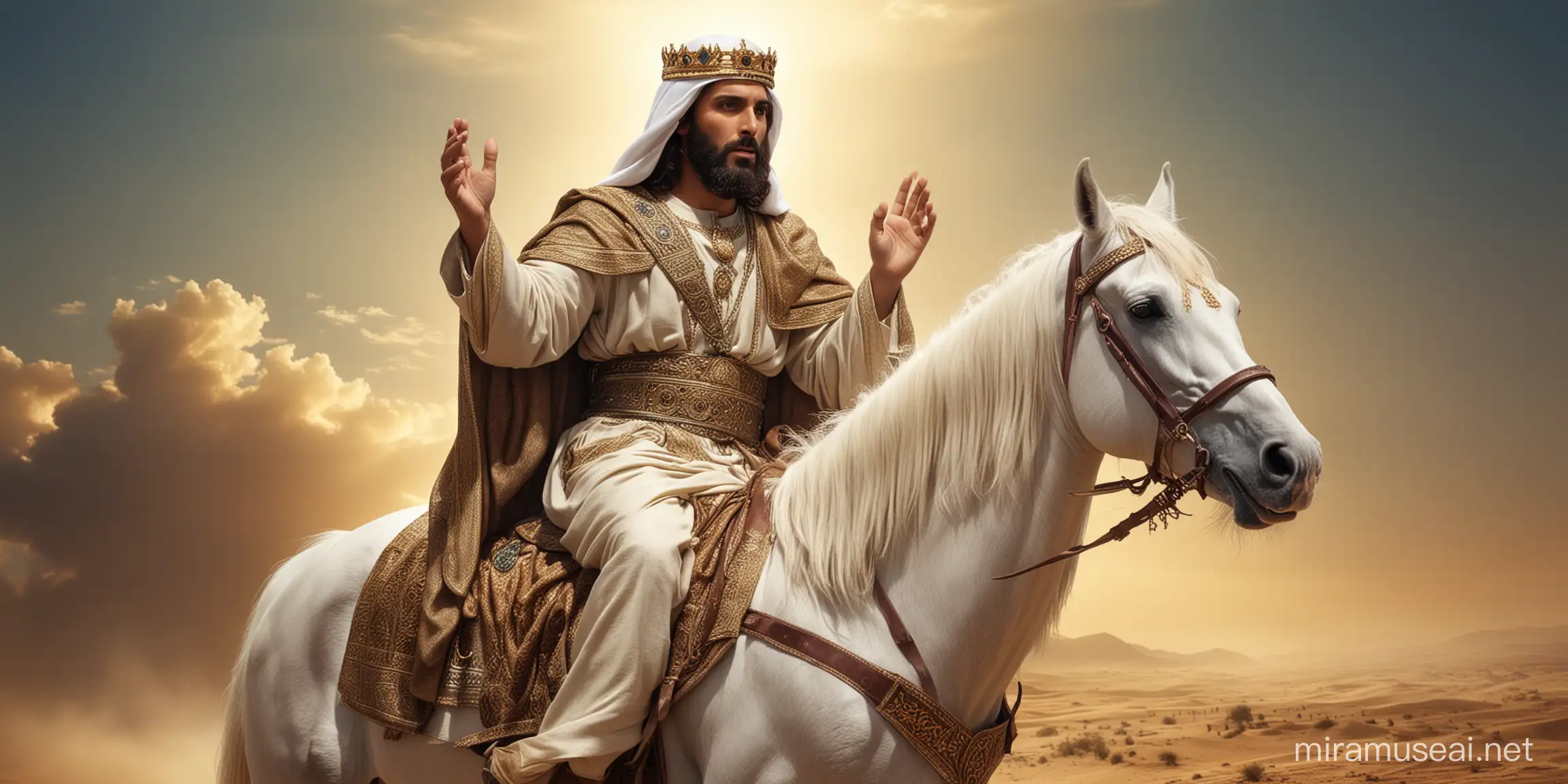 Arabic King Jesus Riding Majestic Horse