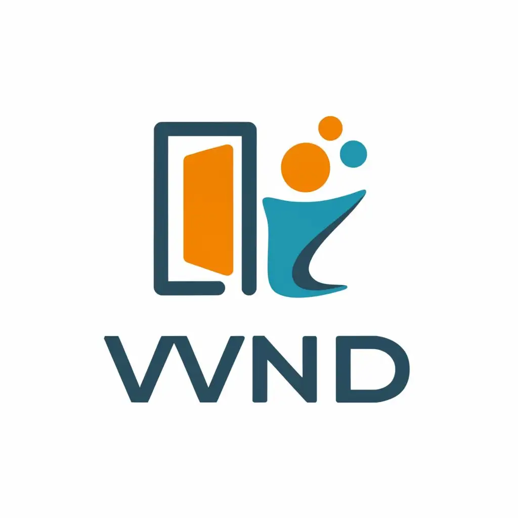 a logo design,with the text "VND", main symbol:minimal company logo about virtual assistant services and has a main object of door with a man standing without text and has a clear background,Moderate,clear background