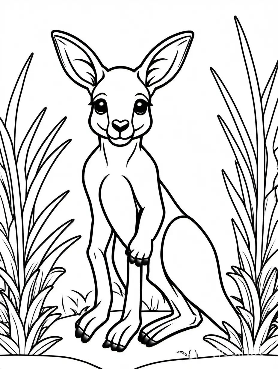 Adorable-Baby-Kangaroo-Coloring-Page-Simple-Line-Art-on-White-Background