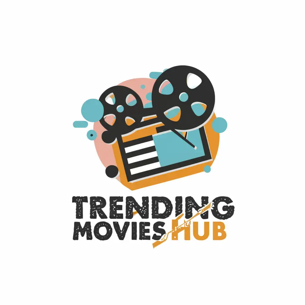 a logo design,with the text "TRENDINGMOVIESHUB", main symbol:movie,Moderate,clear background
