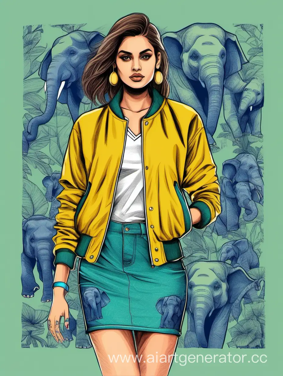 Stylish-Girl-in-Indian-Inspired-Outfit-Sketching-Against-Vibrant-Background