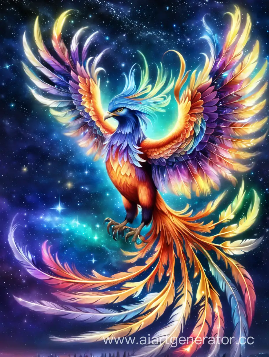 Majestic-Phoenix-with-Multicolored-Feathers-Dancing-under-the-Northern-Lights