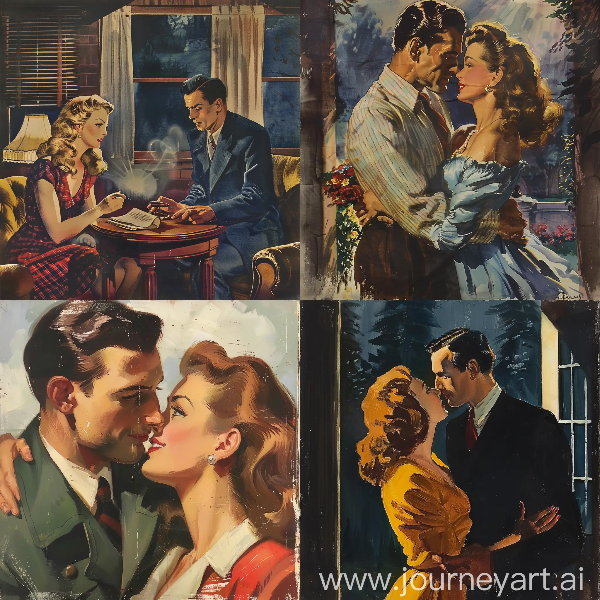 1940s romance, pulp art
