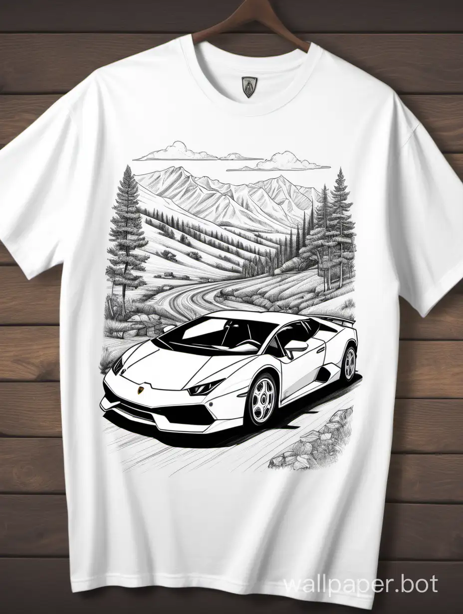 Футболка Lamborghini, рубашка Cottagecore, большая винтажная футболка Lamborghini, рубашка Lineart Lamborghini, рубашка для любителей автомобилей