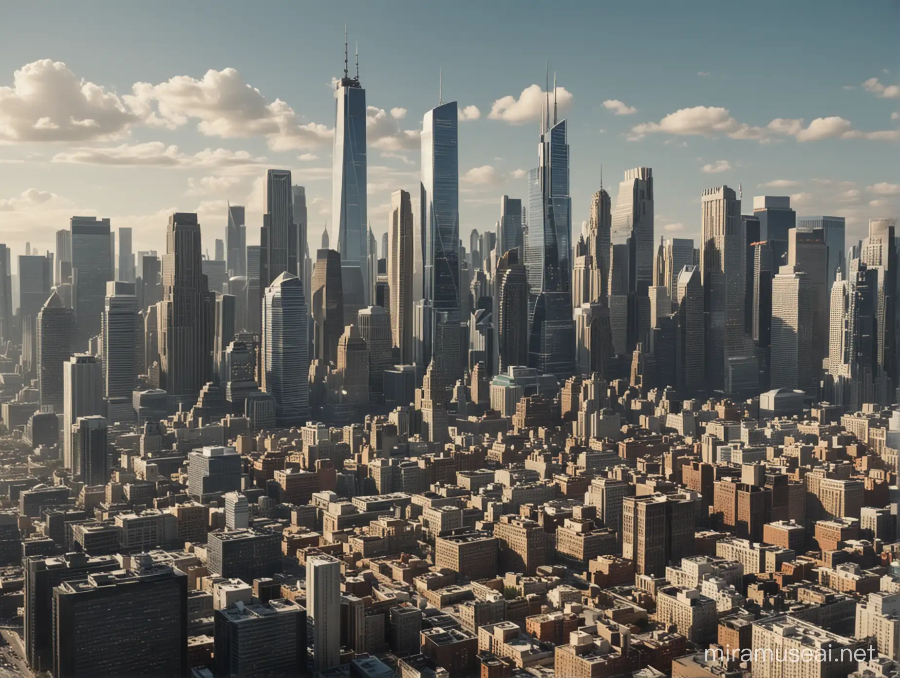 Vibrant Urban Landscape with Majestic Skyscrapers