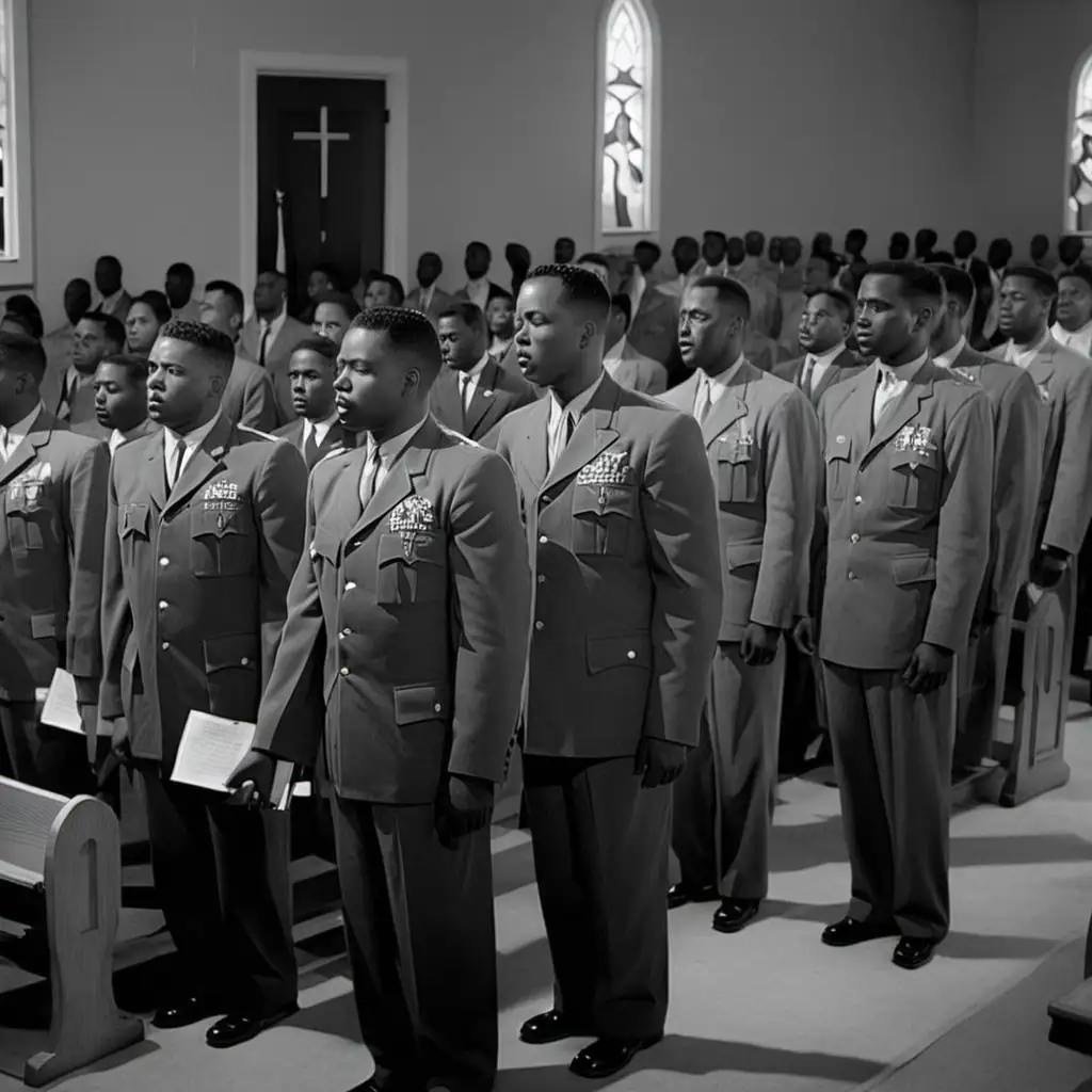 African American Solders being honored at african american church,1946


