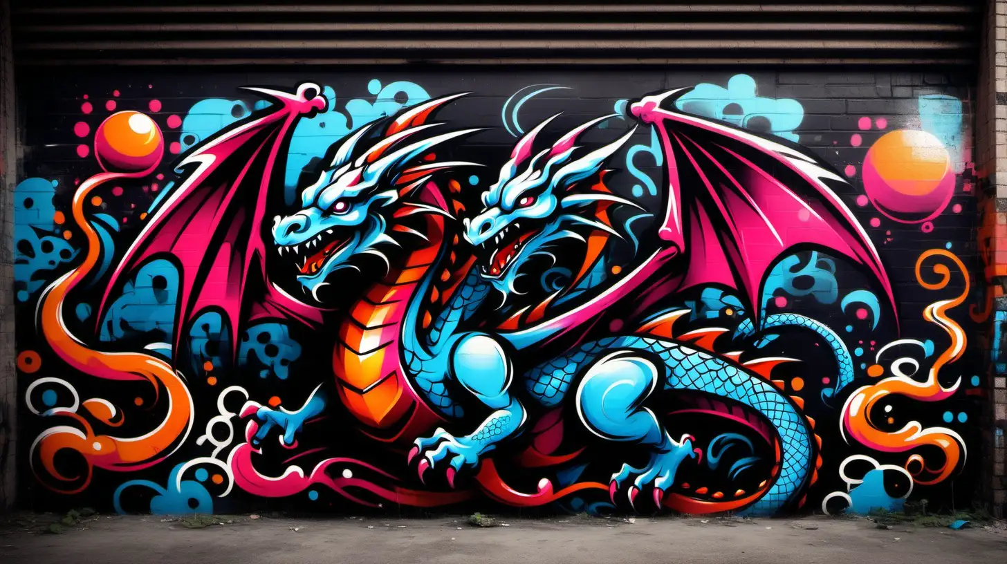Vibrant Graffiti Dragons Urban Artistic Creations