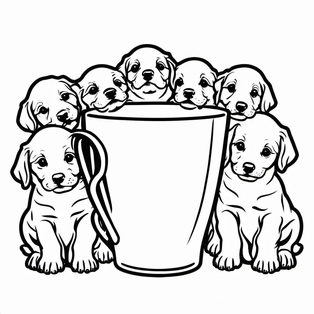outline of 

puppies  drinking out of a cup




