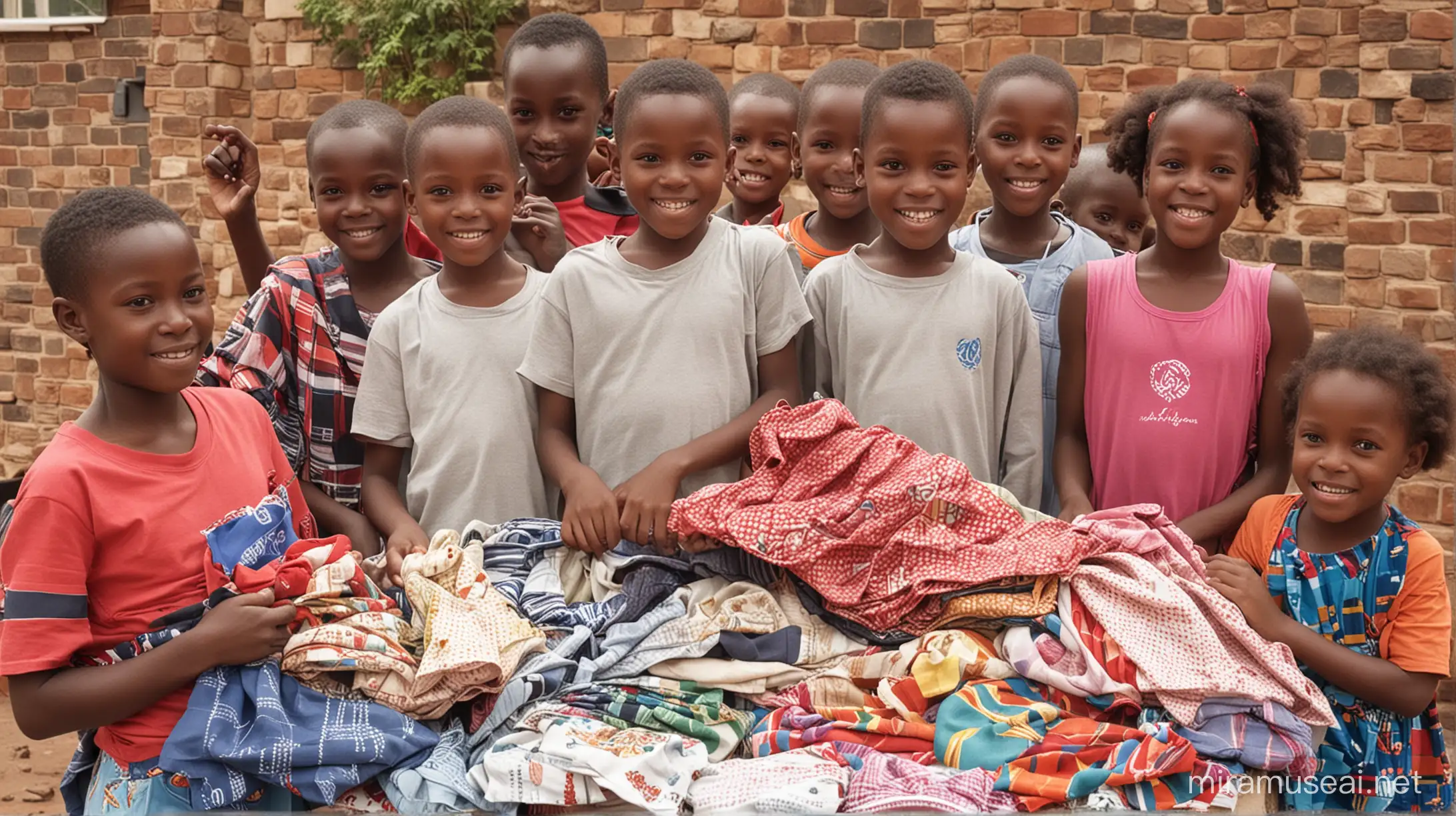 African Children Smiling in Donated Clothing
