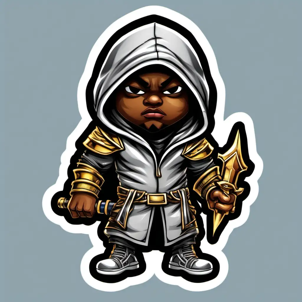 cartoon god warrior roadman with a hoodie on as a sticker icon with a clear background
