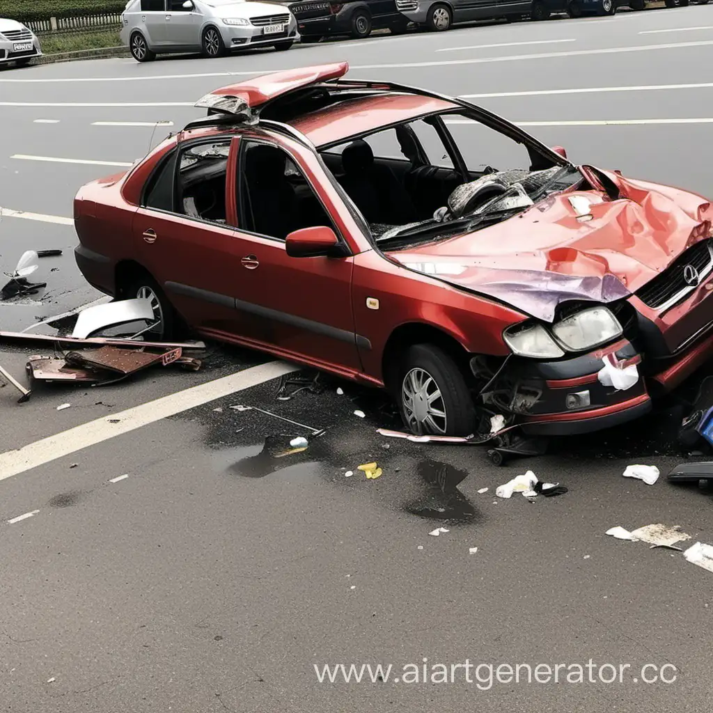 Damaged-Car-After-Collision-Wreckage-on-Roadside