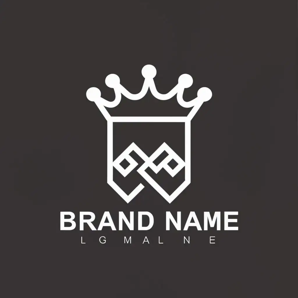 logo, negative logo line crown more variation hyperdetails black or white, with the text "Brand name", typography, be used in Technology industry