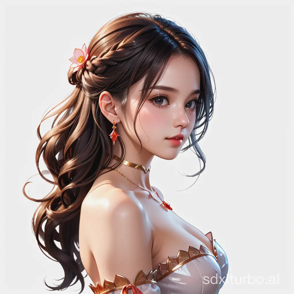 Transparent background, game beauty, side view