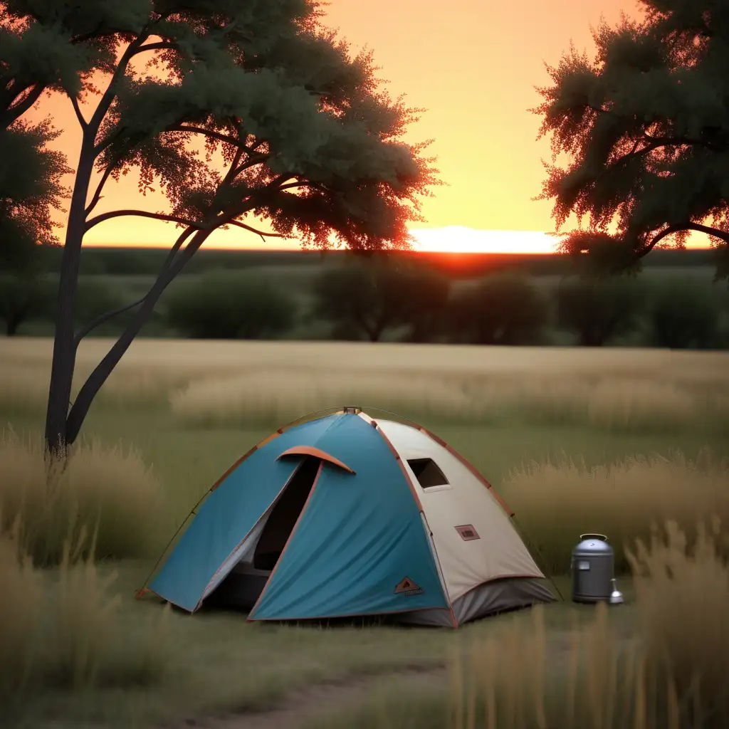 camping, prairie, pas de feu, été