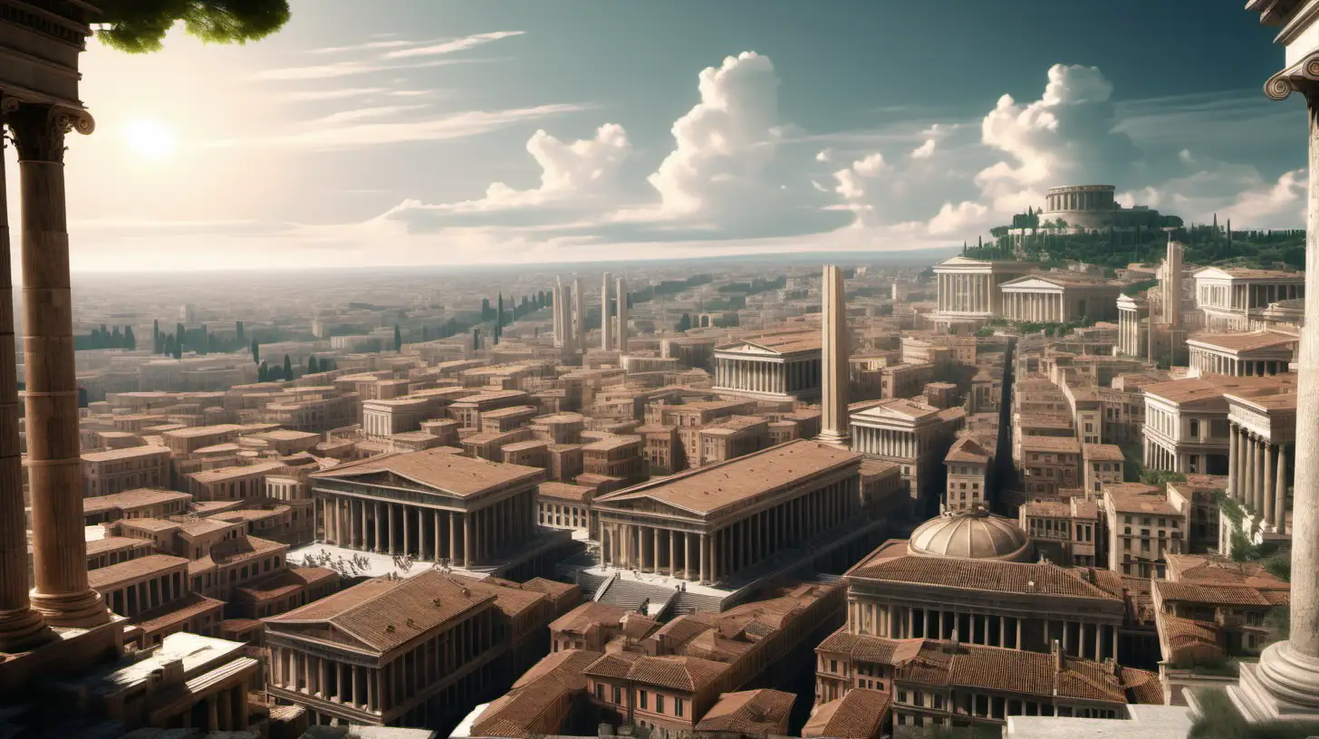 Utopian Cityscape Millennia Reigning Over Vast Roman Architecture