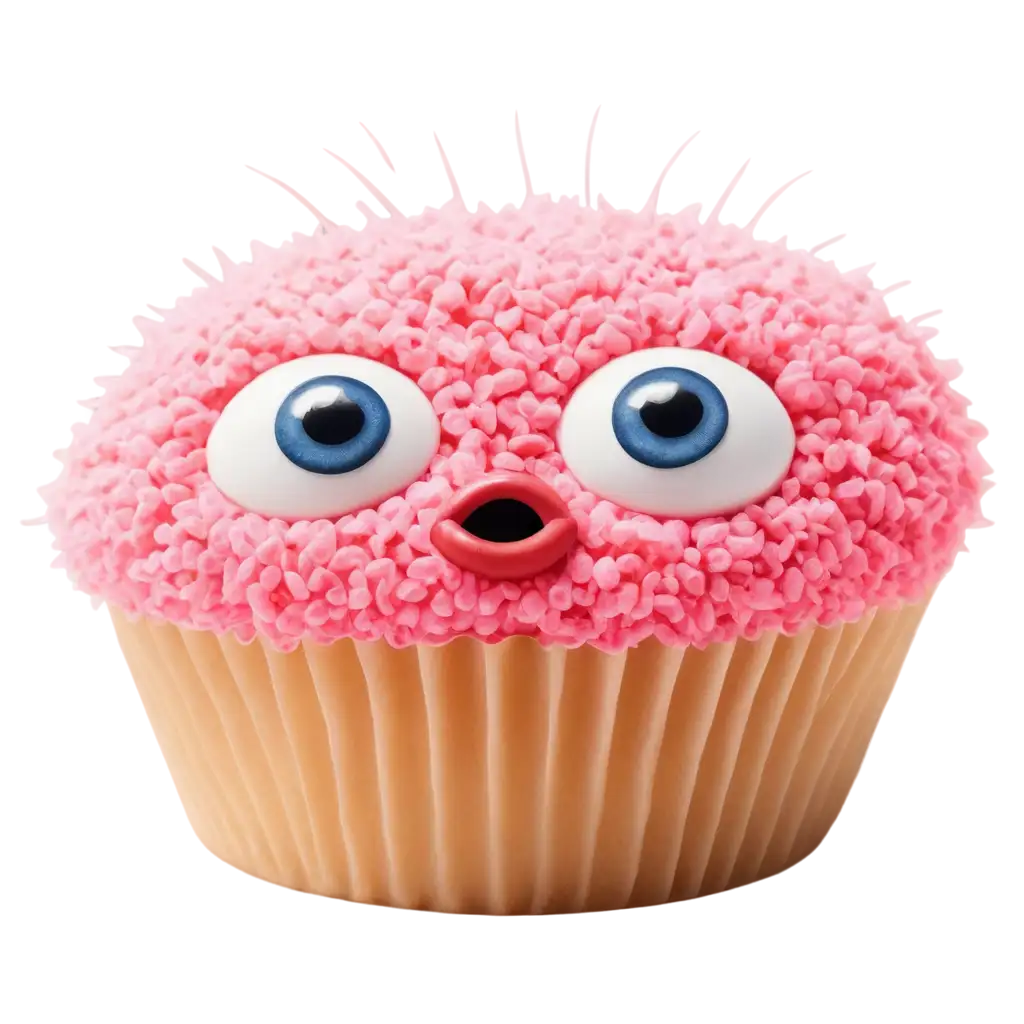 Cup cake with eyes and mouth