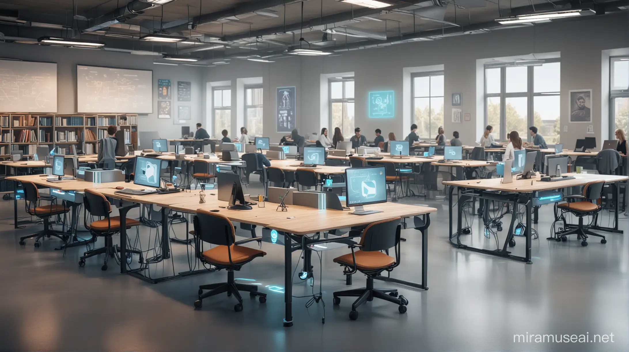 Futuristic University Students and Teachers Engage with AI Technology in Modular Classroom