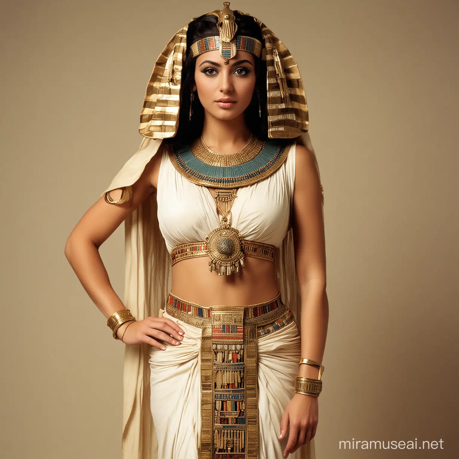 Sobekneferu in egyptian attire in 1900 BC. Should be busty