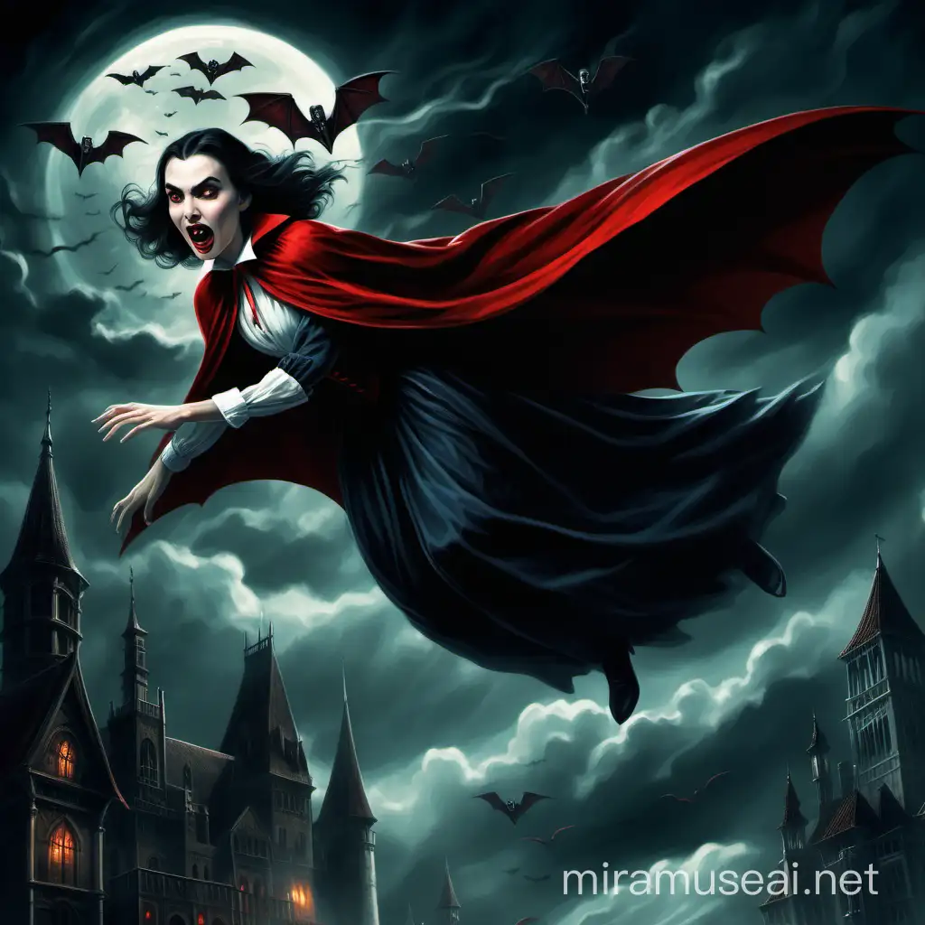 Draculas Daughter Soaring Through the Night Sky